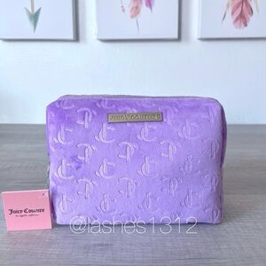 JUICY COUTURE Cosmetic Bag Makeup Travel Pouch - Purple Velour